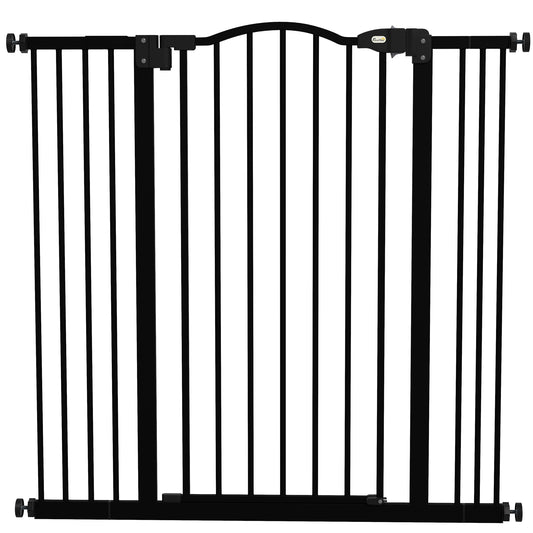 Pressure Fit Dog Stair Gate No Drilling Safety Gate Auto Close for Doorways, Hallways, 74-100cm Adjustable, 94cm Tall, Black