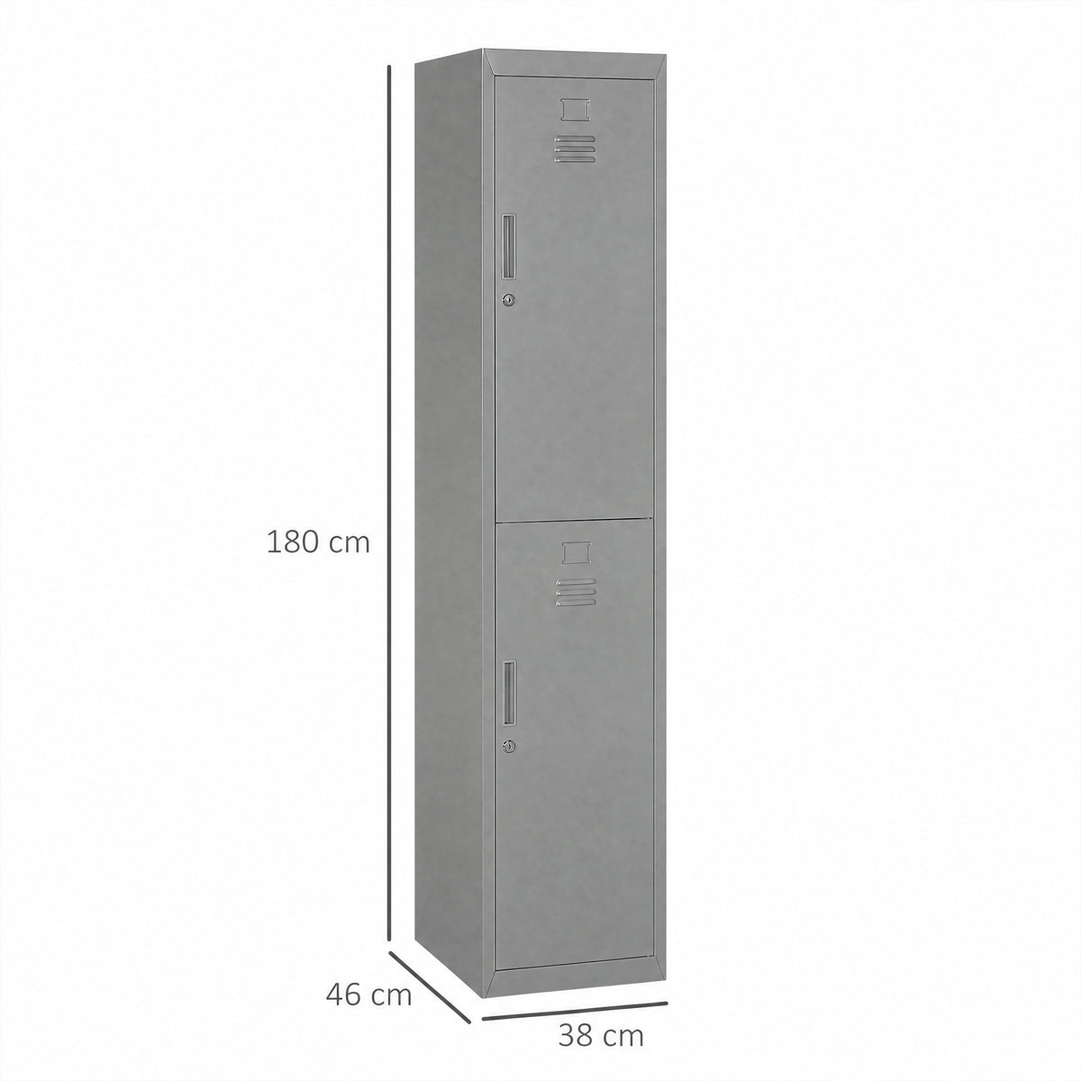 Locker Cabinet Storage Cold Rolled Steel w/ Shelves Vertical Cupboard Grey 38 x 46 x 180 cm