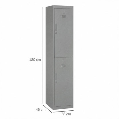 Locker Cabinet Storage Cold Rolled Steel w/ Shelves Vertical Cupboard Grey 38 x 46 x 180 cm