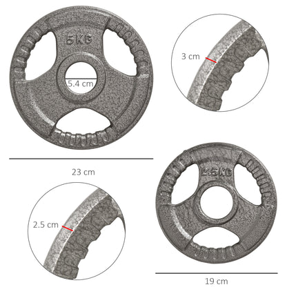 Set of 4 Cast Iron Weight Plate for 2 inch/5cm hole Dumbbell Handle Bar 15kg Dumbbell Plates Barbell Weight 2 x 5kg, 2 x 2.5kg