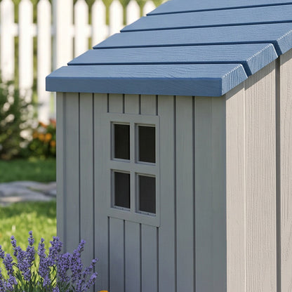 Dog Kennel Outdoor for Medium Dogs, Waterproof Plastic Dog House for Garden, Patio, 85 x 79 x 82 cm, Grey
