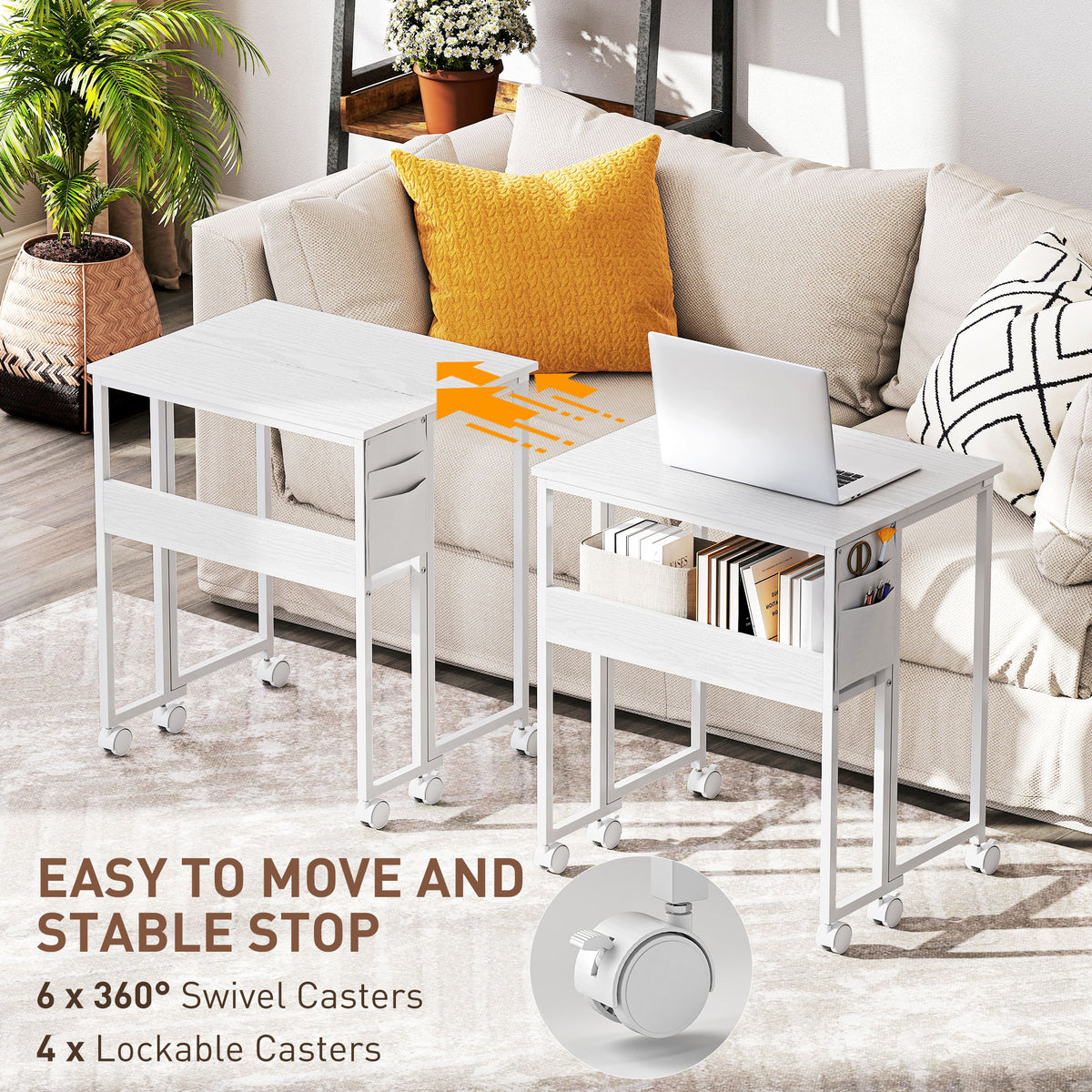 63 cm Drop Leaf Writing Work Desk - White