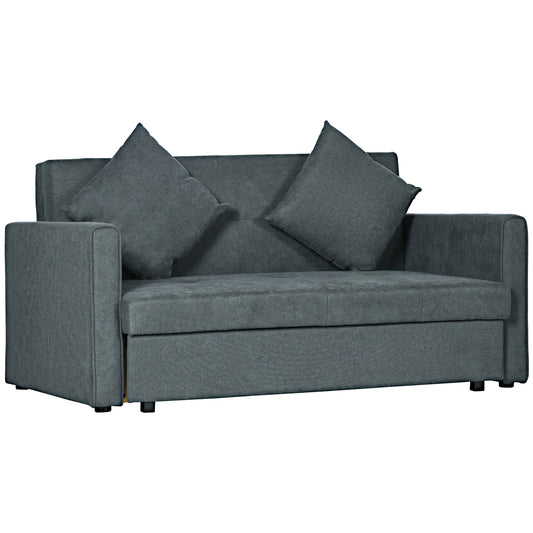 Modern Snow Flannel Loveseat Sofa Sleeper, 2 Seater Sofa Bed with Hidden Storage