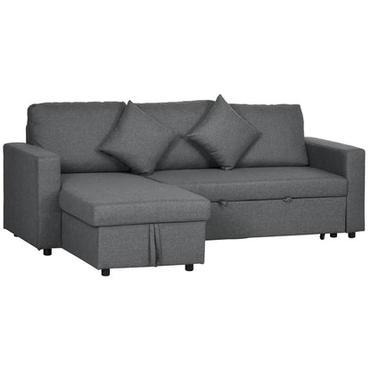 3 Seater Sofa Bed with Storage, Dark Grey