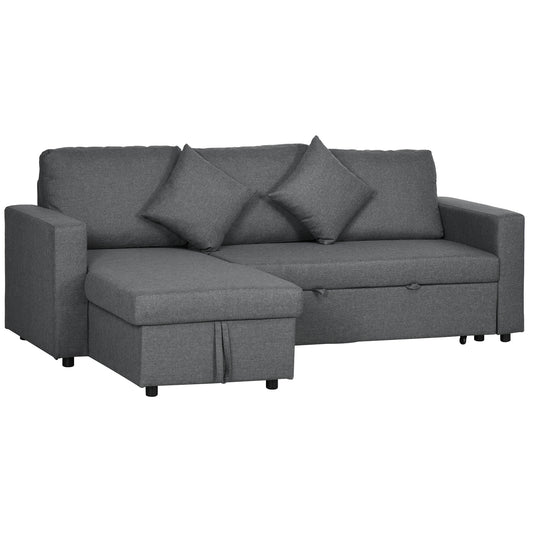 3 Seater Sofa Bed with Storage, Dark Grey