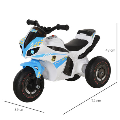 Kids Ride-On Police Bike 3-Wheel Vehicle w/ Music Lights Seat Handlebars Toddler NO POWER Child Learning Fun Development 18-36 Months Blue