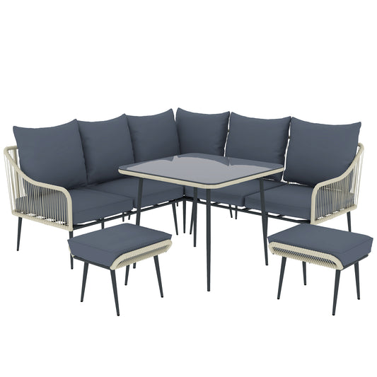 Six-Piece Rattan Strong Garden Sofa Set with Removable and Washable Covers