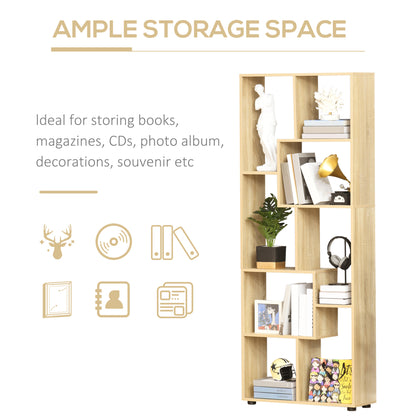 Bookshelf, Tall Bookcase, Modern Room Divider, 8 Cube Storage Unit, Freestanding Storage Shelf for Living Room, Bedroom, Home Office, 70 x 24 x 178 cm, Natural