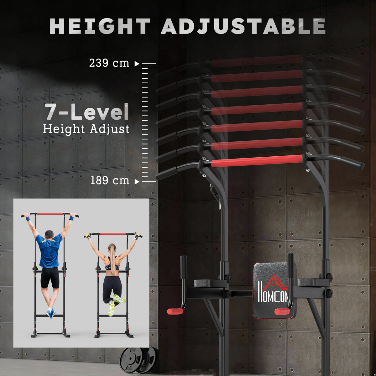 Power Tower Station with Dip Stand, Pull Up Bar Home Office Gym Training Workout Equipment