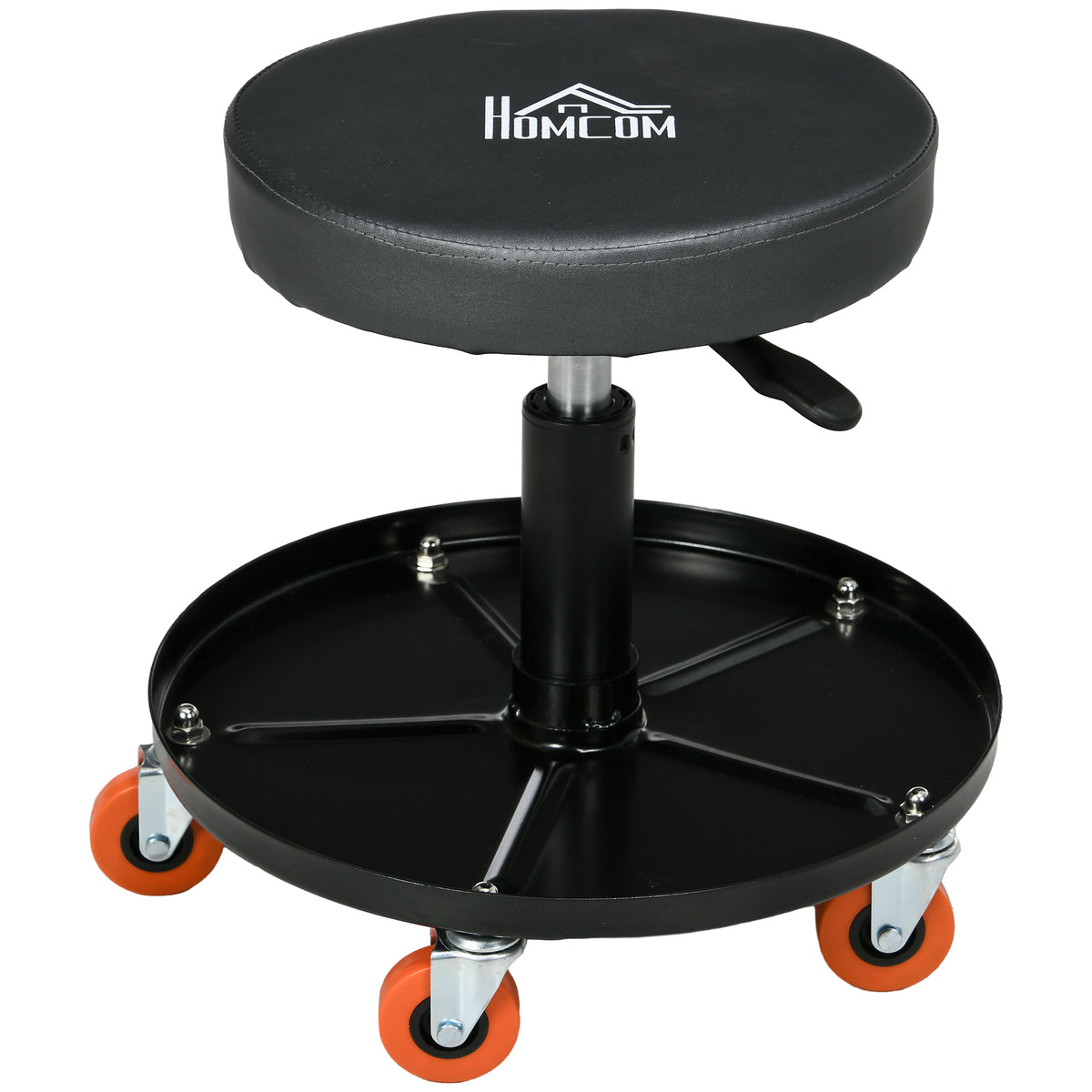 Rolling Mechanical Stool, Pneumatic Adjustable Workshop Stool with Tool Tray, Wheels