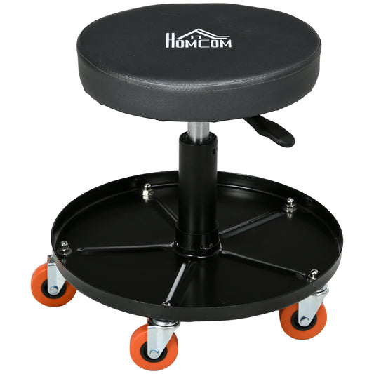 Rolling Mechanical Stool, Pneumatic Adjustable Workshop Stool with Tool Tray, Wheels