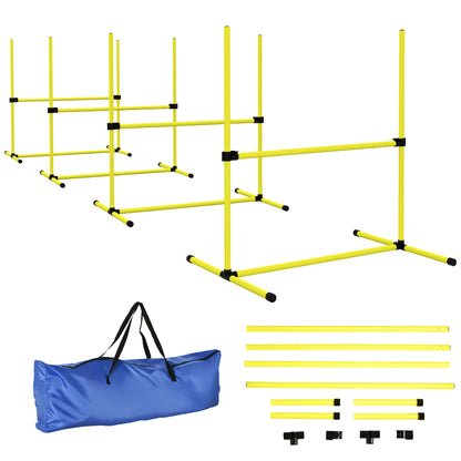 4 Pieces Dog Agility Training Equipment, Adjustable Height Jumps Hurdle with Carrying Bag for Outdoor