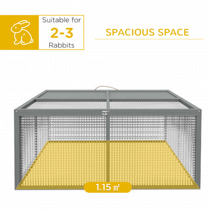 Wooden Folding Rabbit Hutch, for 2-3 Rabbits - Grey