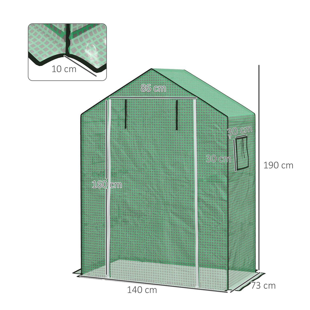 Greenhouse Cover Replacement Walk-in PE Hot House Cover with Roll-up Door and Windows, 140 x 73 x 190cm