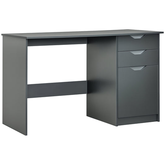 Computer Desk with Drawers, High Gloss Home Office Desk with Storage Cabinet, Study Workstation, 120 x 60cm