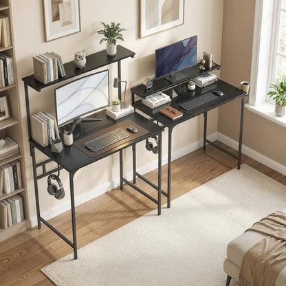 Computer Desk, 80cm Home Office Study Table with Hutch Shelf, Cup Holder, Headphone Hook