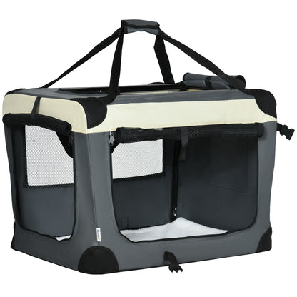 70cm Foldable Pet Carrier, with Cushion, for Small Dogs and Cats - Grey