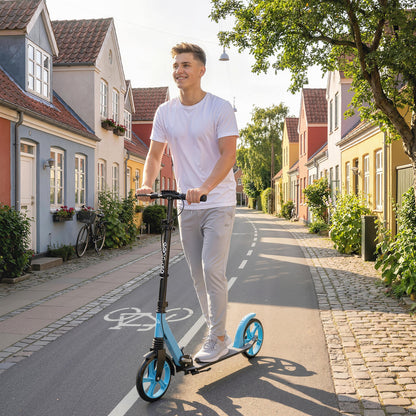 One-click Folding Kick Scooter for 14+ w/ Adjustable Handlebar, Push Scooter with Kickstand, Dual Brake System