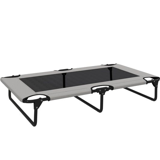Portable Raised Dog Bed, Elevated Pet Cot with Breathable Mesh for Indoor Outdoor, for Large Dogs, Light Grey