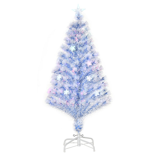 4FT Artificial Fibre Optic Christmas Tree Seasonal Decoration w/ LED Lights Pre-Lit Easy Store White Blue