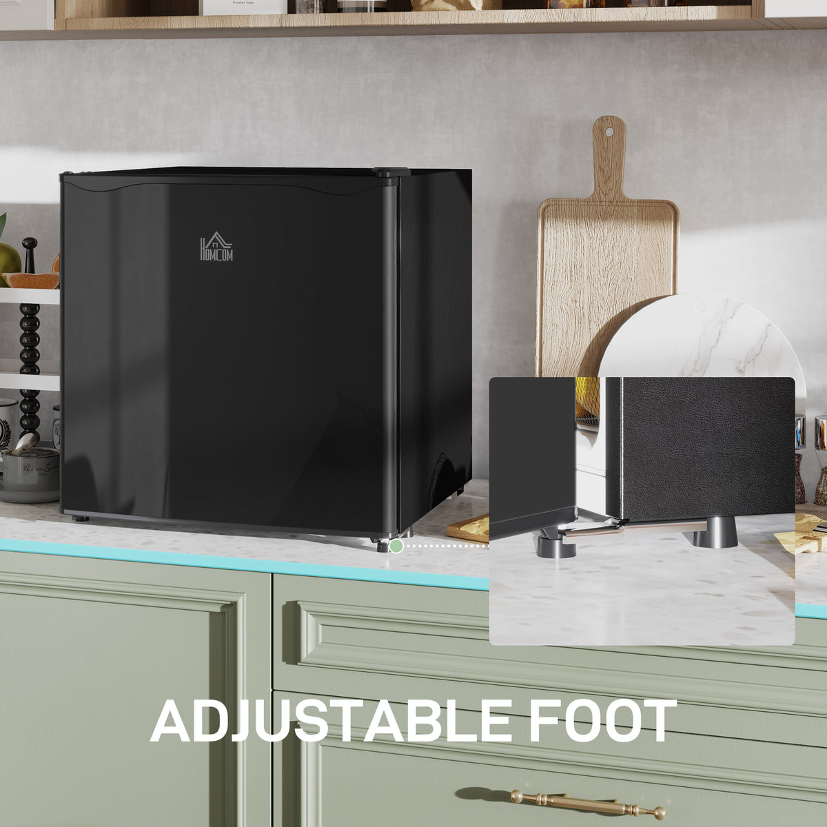 46 Litre Table Top Mini Fridge, Small Fridge with Ice Box, Reversible Door, Adjustable Temperature and Legs for Bedrooms, Home Office