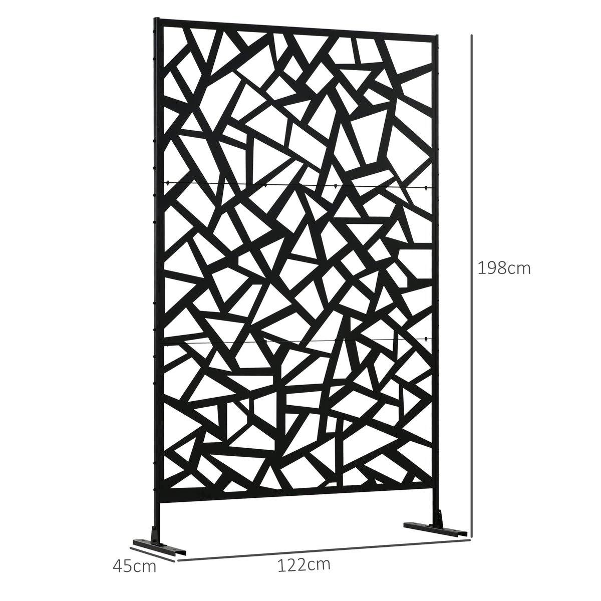 Freestanding Garden Partition Screen Metal Decorative with Expansion Screws, Black