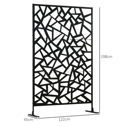 Freestanding Garden Partition Screen Metal Decorative with Expansion Screws, Black