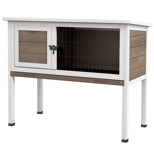 Wooden Guinea Pig Hutch, Small Animal Cage with Slide-out Tray, Openable Asphalt Roof, 84 x 43 x 70cm