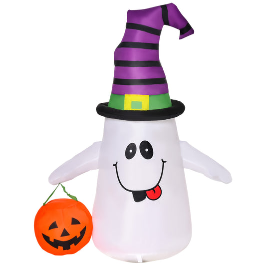 1.2m Witch Ghost Halloween Inflatable Decoration w/ LED Lights Fan Accessories Pumpkin Lantern Kids Adult Fun Weather-Resistant Indoor Outdoor Seasonal