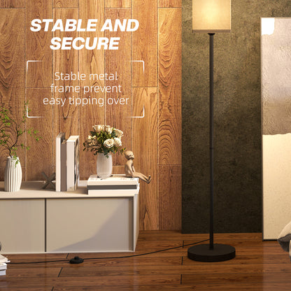 Floor Lamp, Modern Standing Lamp with Linen Shade and Foot Switch, Tall Lamps for Bedroom, Bulb not Included