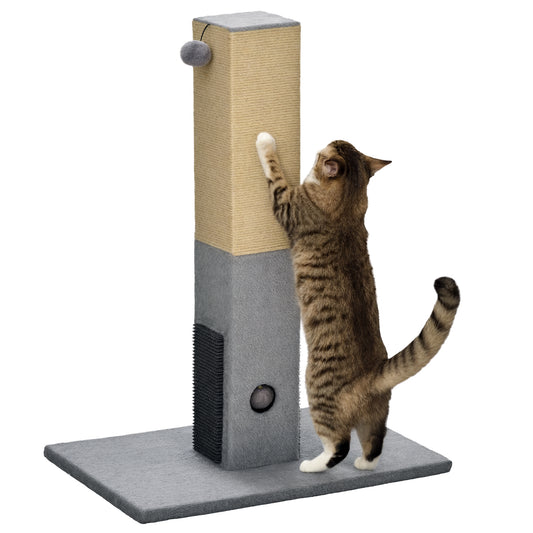 Cat Tree Scratching Post for Indoor Cats 79cm Jute Scratcher Climber w/ Carpet Base Dangling Toy Self Grooming Brush