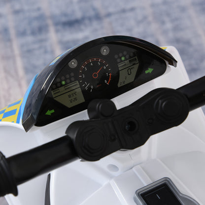 Kids Ride-On Police Bike 3-Wheel Vehicle w/ Music Lights Seat Handlebars Toddler NO POWER Child Learning Fun Development 18-36 Months Blue