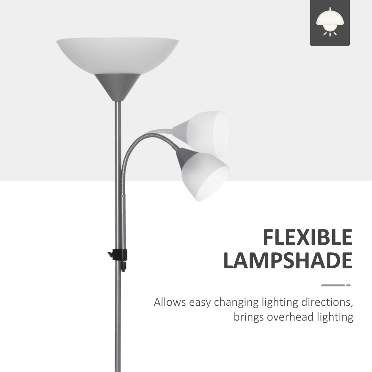 LED Floor Lamp for Living Room, 180cm Tall Standing Lamp, Mother and Child Uplighter with Adjustable Gooseneck