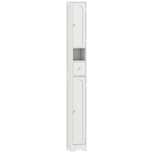 185 cm Tall Bathroom Cabinet with Arched Doors - White