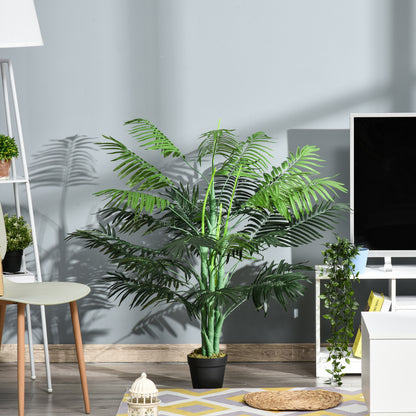 125cm/4FT Artificial Palm Plant Decorative Tree with Nursery Pot, Fake Plastic Indoor Home Office Décor, Green
