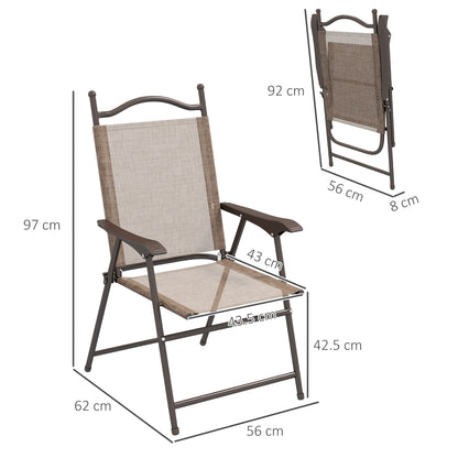 Set of Two Folding Garden Chairs, with Fabric Mesh Seats