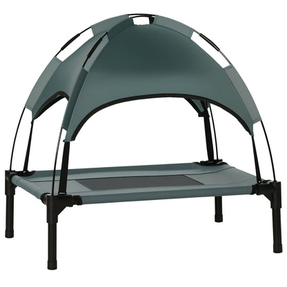 Outdoor Dog Bed with Removable Canopy, Portable Raised Dog Bed for Camping, Garden & Beach, Water-Resistant UV-Protection Mesh Pet Cot Sun Lounger, for Small Pets, 61 x 46 x 62 cm