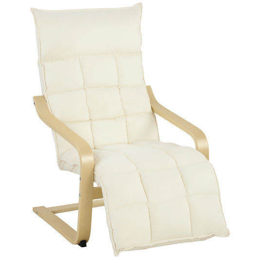 Modern Accent Chair, Leisure Lounge Chair Armchair with Footrest, Plush Cushion, Curved Legs and Arms