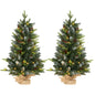 Set of Two 3ft Christmas Trees, with Lights, Berries and Pinecones