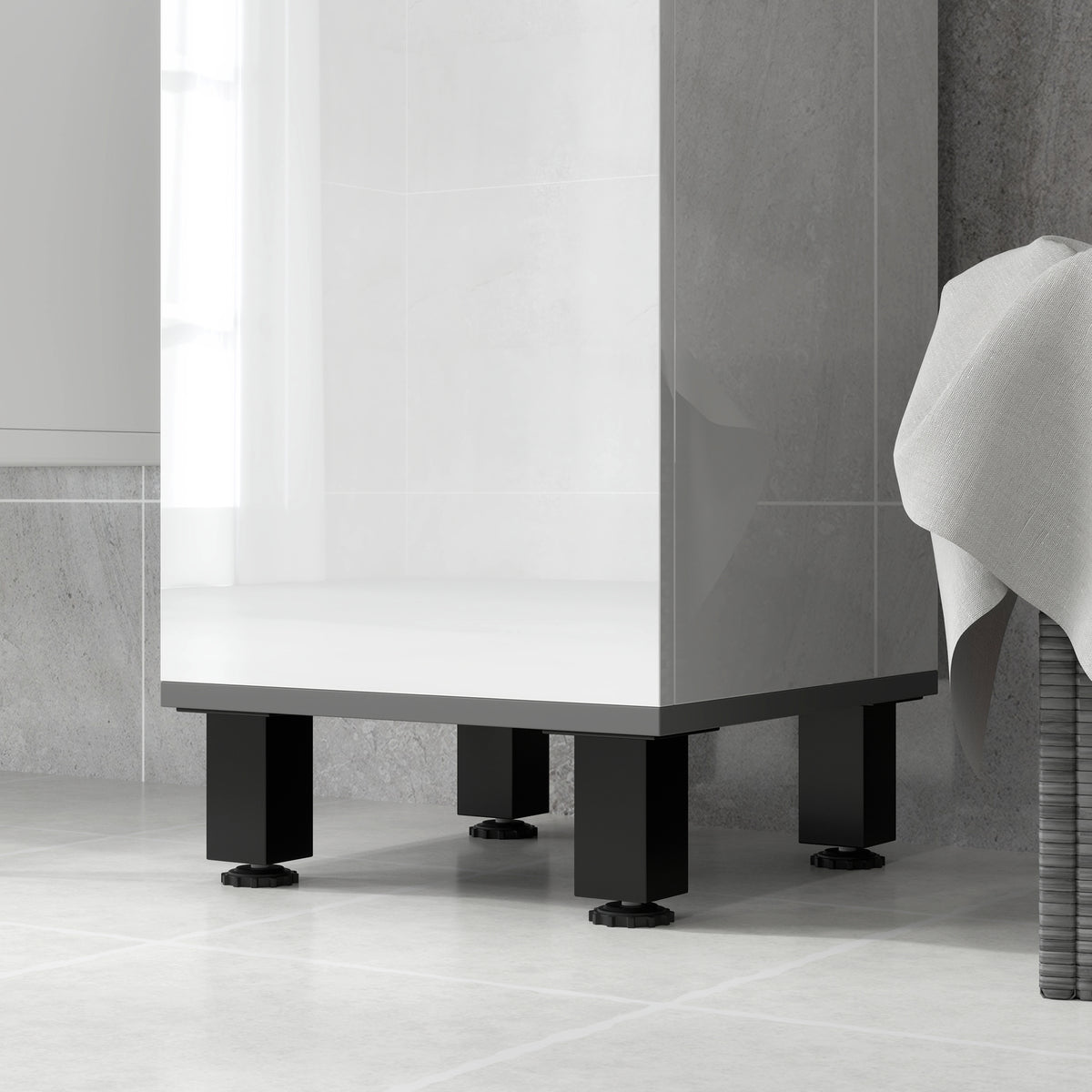 190cm Slim Bathroom Storage Cabinet - White