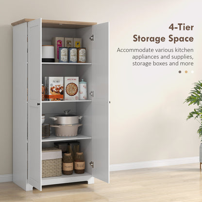 172cm Kitchen Cupboard, Freestanding Storage Cabinet with Doors and Shelves, Modern 2-Door Kitchen Pantry Cupboard for Dining Room