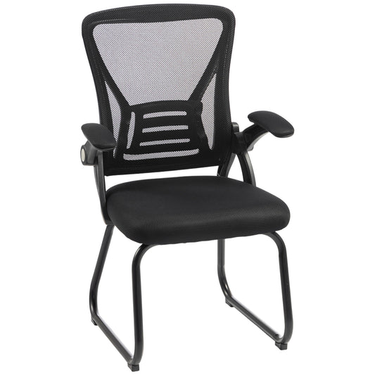 Office Chair, Ergonomic Desk Chair No Wheels with Mesh Backrest and Steel Legs for Home Conference Room