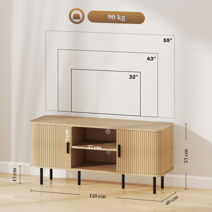 TV Stand Cabinet for TVs up to 55 Inches, TV Unit with Storage Shelves and Cupboard for Living Room