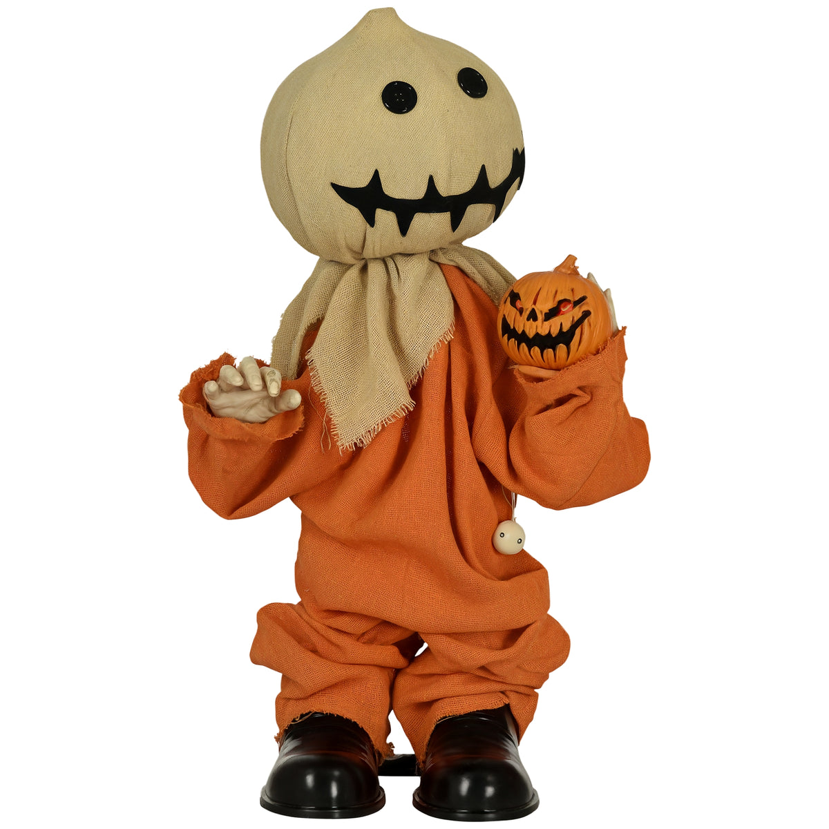 77cm Halloween Scarecrow Decoration, Outdoor Activated Prop with Light Up Eyes, Sound Activated