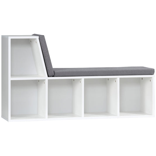 Bookcase Storage Shelf with Cushioned Reading Seat, Bookshelf Storage Cabinet for Study Living Room