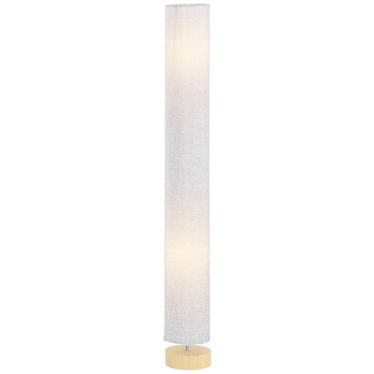 Floor Lamp for Living Room, 47" Modern Standing Lamp with Linen Shade, Wooden Base, Grey