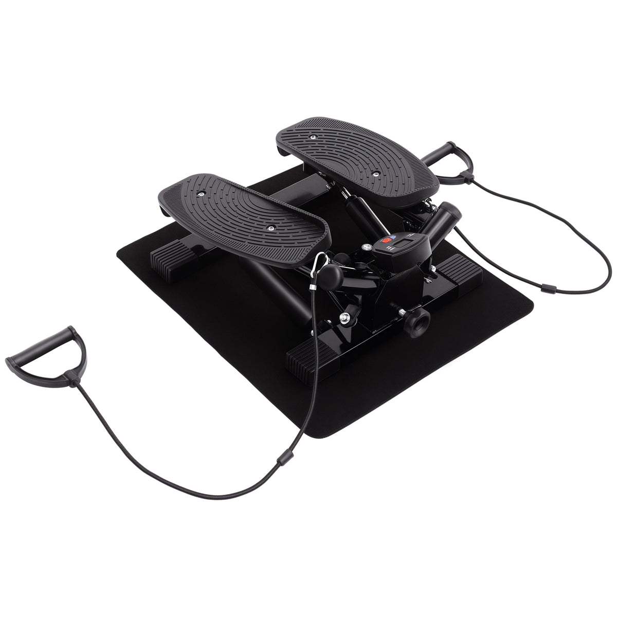 Portable Mini Stepper, Exercise Fitness Machine for Legs Arms Thigh Toner Toning Machine, Stair Steps Workout Training Fitness, w/ Resistance Bands and Floor Mat, Black
