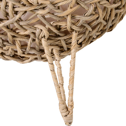 Rattan Elevated Cat Bed House Kitten Basket Ball-Shaped Pet Furniture w/ Removable Cushion