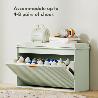 Eight Shoe Bench, with Top Seat - Green