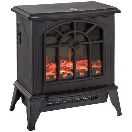 Freestanding Electric Fireplace, Electric Log Burner with LED Flame Effect, Overheating Safety System, 1000W/2000W